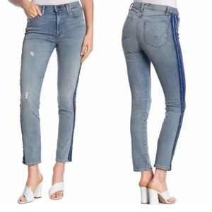 Hudson "Barbara" Destroyed Skinny Jeans with Frayed Outseam Size 24
